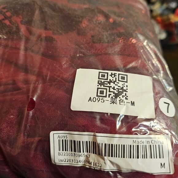 One Shoulder Formal Gown Size Medium Dark Red Sequins Flared Bottom Maxi Dress - Picture 3 of 8